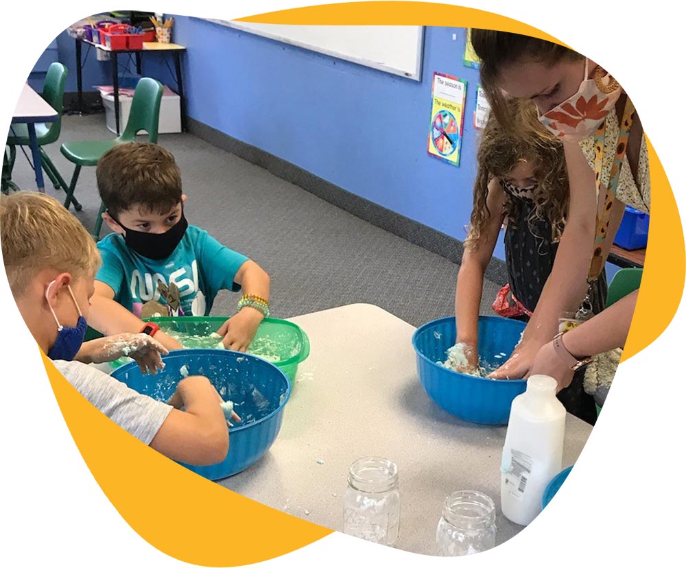 Kids making slime